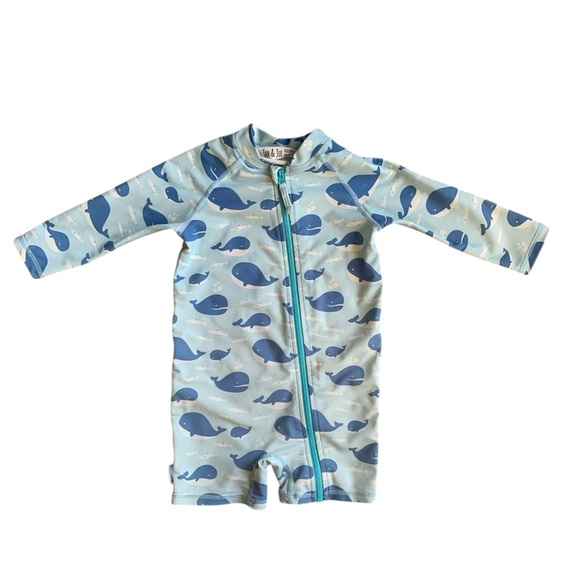Jan & Jul UV Sunsuit Swimsuit Blue Whales size 18-24M - Picture 1 of 10